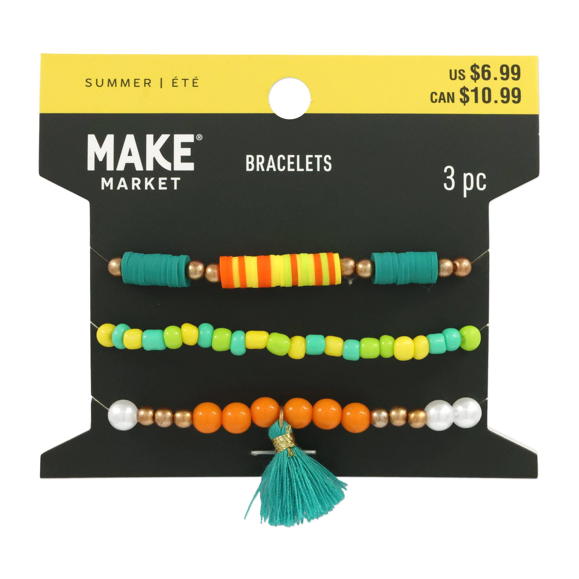 Summer Teal Tassel Beaded Bracelet Set by Make Market®